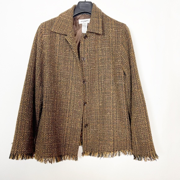 Easy Spirit Jackets & Blazers - Easy Spirit Womens Size L Large Blazer Jacket Tweed Raw Hem Long Sleeve Vintage